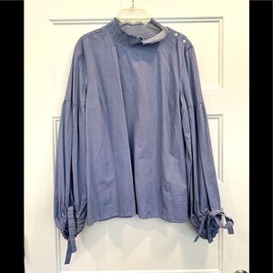 Womens Ann Taylor blue and white blouse size XL - NWT